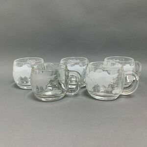 Nestle Cups Mugs Nescafe World Globe Clear Glass‎ Lot of 5